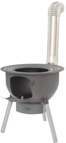 Loobiiny Poêle à bois avec grille de barbecue, poêle à bois de camping avec anneaux de wok de 43 cm/38 cm/33 cm, chauffage de tente, barbecue de camping, réchaud de camping