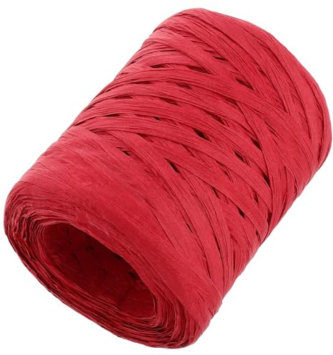 TOPBATHY Nastro di Rafia Rosso 100 M per Confezioni Regalo e Artigianato, Spago di Carta Resistente per Decorazioni Fai da Te e Bouquet Floreali, Materiale Eco-friendly per Feste