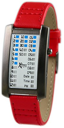 Xtress XDA1030R - Reloj Binario para Hombre, Color Blanco/Rojo