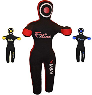 FNine MMA Grappling Dummy, for Judo, Wrestling, Brazilian Jiu Jitsu, Submission and Throwing UNFILLED Canvas Bag (Black and Red, 59)