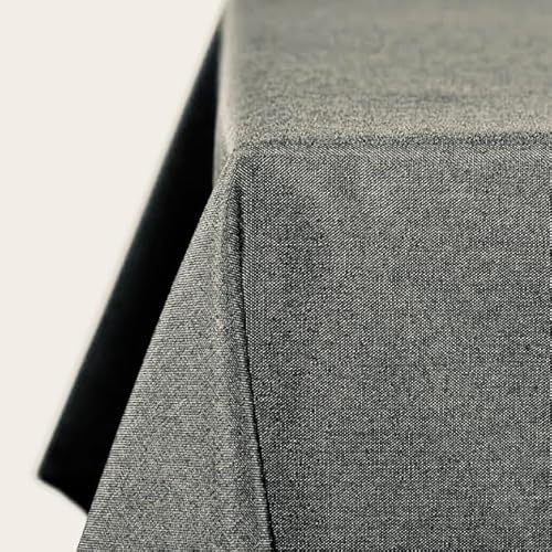 Tischdecke | Grau/Anthrazit - Eckig - 130x220cm | Gartentischdecke | Outdoor-Decke | Lotus-Effekt | Leinen-Optik | Schmutzabweisend