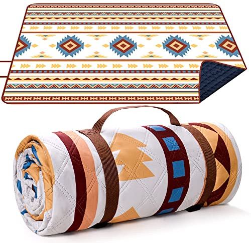 LARUTAN Wasserdichte Picknickdecke, 200 x 200 cm, große Stranddecke, Outdoor-Picknickmatte, Strandmatte mit Tragegriff, sanddicht, hitzebeständig, für Camping, Strand, Familienpicknick