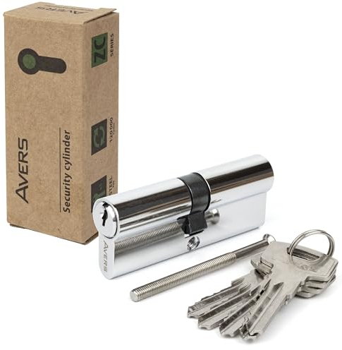 APECS Schließzylinder Sicherheitsschloss Wohnungstür Doppelzylinder 80 (40/40) mm mit 5 Schlüsseln Modell AVERS ZC-80(40/40) Chrom