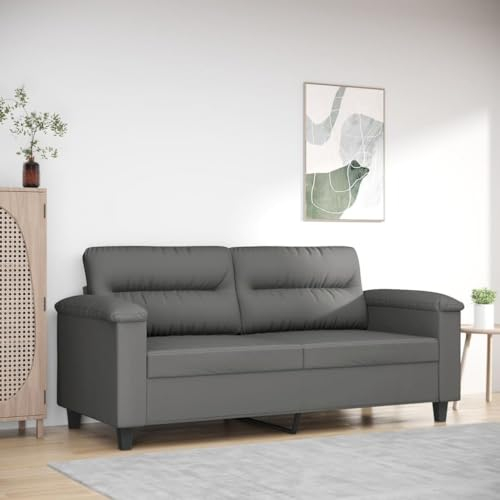 Homgoday 2-Sitzer-Sofa Loungesofa Sofa Couch Modern Gästesofa Doppelsofa Relaxsofa Relaxcouch Loveseat Sitzmöbel für Wohnzimmer Schlafzimmer Dunkelgrau 140 cm Mikrofasergewebe