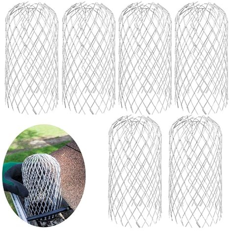 Gutter Guard, 6Pcs Gutter Screen Covers, Aluminum Gutter Downspout Guard Expandable Leaf Strainer Down Pipe Protectors Keeps Gutter Clear of blockages from Leaves Moss muck mud Balls