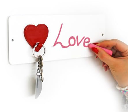 KalaMitica - Magnettafel, Kreidetafel, kleine magnetische Wandtafel aus Stahl, beschreibbar mit Kreide und abwischbar, Pinnwand für Magnete - Weiß, 9x24 cm