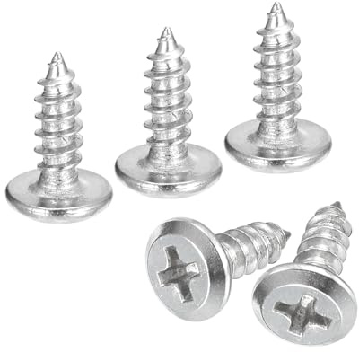 sourcing map M4x12mm Flat Head Phillips Drive Self Tapping Screws, 304 Stainless Steel Cross Drive Fastener Screws, Silver, Pack of 50