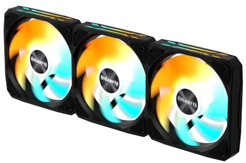 GIGABYTE GBT EZFAN1203 Gehäuselüfter, 120 mm, hoher Luftstrom und leiser Betrieb, langlebiges Gleitlager, universeller 120-mm-PC-Lüfter, schwarzes Finish