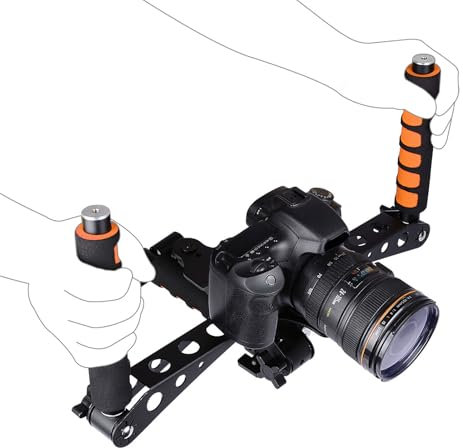 Bewinner Camera Shoulder Support Rig Kit for DSLR, 3 IN 1 Aluminum Alloy Foldable Camcorder Phone Stabilizer with Adjustable Height Handle