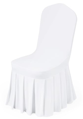 VEVOR Chair Covers, Polyester Spandex Chair Cover, Stretch Slipcovers for Wedding Party Dining Banquet Flat-Front Chair Covers (White-d, 30PCS)