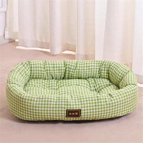 Odot Panier Chien Dehoussable Lavable, Motif à Carreaux Lit Orthopédique pour Chat Chien, Rectangle Antidérapant Coussin Doux pour Animaux de Compagnie Dorme à l'intérieur (Vert Fruit,3XL)