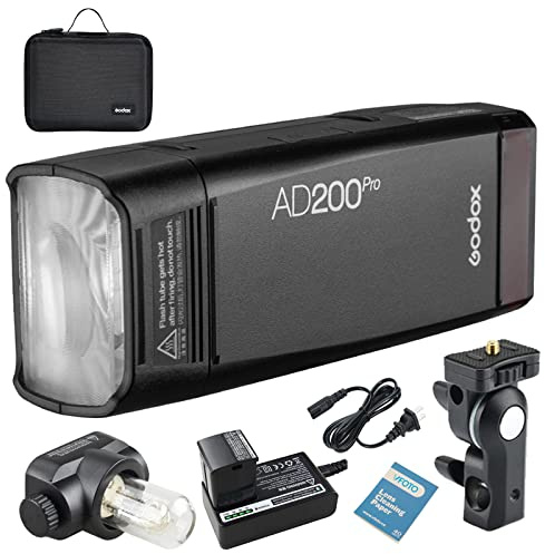 Godox AD200 Pro Pocket Flash Speedlite TTL 200Ws 2,4G Wireless HSS 1/8000s con 2900mAh Litio Batería Compatibile per Nikon Canon Sony Fujifilm Olympus Panasonic Camera (AD200Pro)