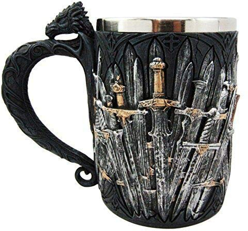 Ebros Gift Medieval Renaissance Dragon Iron Throne Of Swords Coffee Mug Drinking Beer Stein Tankard Cup Fantasy Dungeons And Dragons Drogon Elixir Of Life Valyrian Steel Blades
