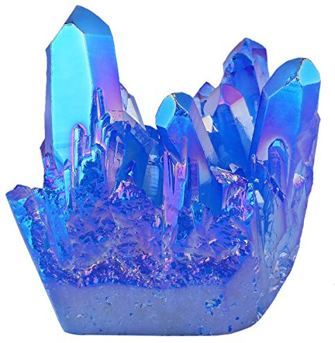 Nupuyai Titanium Coated Bergkristall Druse Rohstein unregelmäßige Kristall Cluster Quarz Geode Edelstein für Reiki Feng Shui Deko
