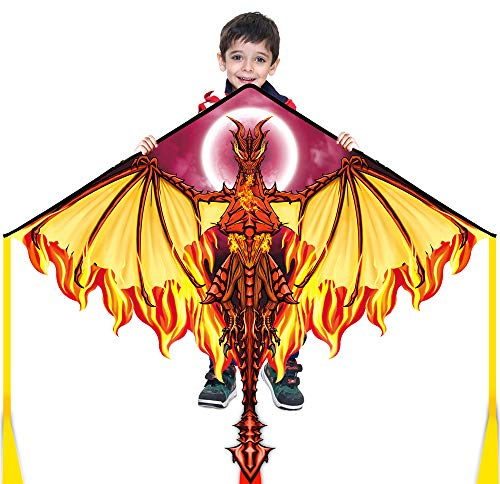 Aquilone Dragon per bambini e adulti, facile da far volare Best Delta Beach, corda da 91,4 m inclusa