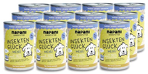 napani - Premium Hundefutter Insektenprotein, Hundenassfutter, schonend gegart, hypoallergen, getreidefrei, kohlenhydratarm, Bio-Brokkoli, Bio-Aprikosen, Bio-Kokosflocken, 12 x 400g