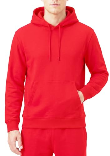 RIPT Sweat à Capuche Homme Fleece – Hoodie Pullover avec Poches et Cordon, Sweatshirt Manches Longues Confortable pour Sport Gym et Loungewear (Rouge, M)