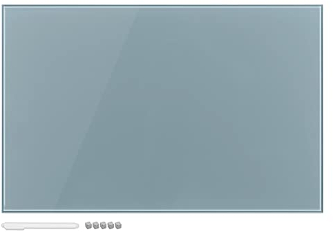 Navaris Magnettafel Magnetboard aus Glas - 60x40 cm Tafel magnetisch zum Beschriften - Magnetwand in Grau - inkl. Magnete Stift Halterung