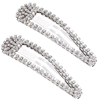 SLFYEE 2 Stück Snap Haarspangen Damen Haarnadeln Glitzer Haarklammern Silber Haar Snap Clips für Damen Mädchen Hochzeit Brautjungfer