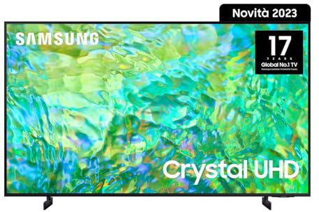 Samsung TV UE55CU8070UXZT Crystal UHD 4K, Smart TV 55 Processore Crystal 4K, HDR, Adaptive Sound, AirSlim Design, Integrato con Bixby e Alexa compatibile con Google Assistant, Black 2023