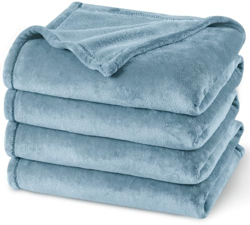 PHF Kuscheldecke Flauschig Fleecedecke 230x270cm - Oeko-Tex Weich Warm Wohndecke, 1PC Decke Blanket für Couch Sofa Bett, Tagesdecken & Kuscheldecken, Sofa überwurfdecke, Grau Blau