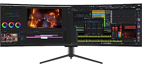 INNOCN 49 Curved Gaming Monitor 144Hz Ultrawide 32:9 WDFHD 3840 x 1080P, R1800, 99% sRGB, HDR400, USB Type C, DisplayPort, HDMI, Built-in Speakers, Height/Tilt Adjustable - 49C1G