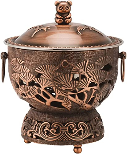 Mini marmite en cuivre en Acier Inoxydable Shabu Shabu Pot Cuisinière Alcool Hotpot Marmite Casserole Casserole Chafing Dishes pour la Cuisine à Domicile, Carburant Non Inclus, cuivre r