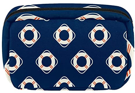 Nautical Travel Lifebuoy Blue Cosmetic Zipper Pouch Makeup Bag Travel Waterproof Toiletry Bags for Women