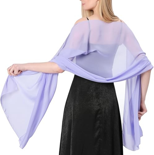 lifwimner Chiffon Shawls and Wraps for Women 200 * 70 CM Lightweight Long Sheer Scarfs Headscarf for Wedding Party Evening Dresses(LightPurple)