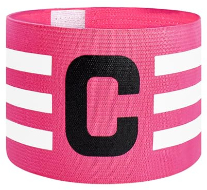 FUNAUPGO Sports Captain C Arm Band for Team Training, Unisex Elastic Soccer Armband Adjustable Outdoor Football Player's ArmBands for Adult (Pink)