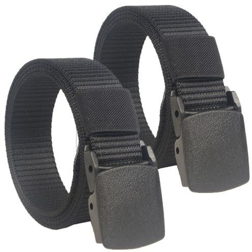 YunYunStrap 2 Stück Gürtel Herren Damen 130 cm lang, 3 cm breiter taktischer Arbeitsgürtel aus Nylongewebe mit Kunststoffschnalle