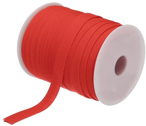 sourcing map 1/2 Zoll Doppelfalz Schrägband Polyester Kontinuierliches Schrägband in Großpackung zum Nähen, Säumen, Quilten, Einfassen von Handarbeiten (Rot, 55 Yards)