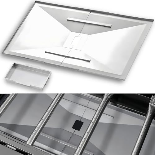 Fettwanne mit Auffangwanne Verstellbare Tropfpfanne für Gasgrill Modelle von Dyna Glo, Nexgrill, Expert Grill, Kenmore, BHG und mehr, Edelstahl Grill Ersatzteile, Breite 66,5 cm bis 74,9 cm