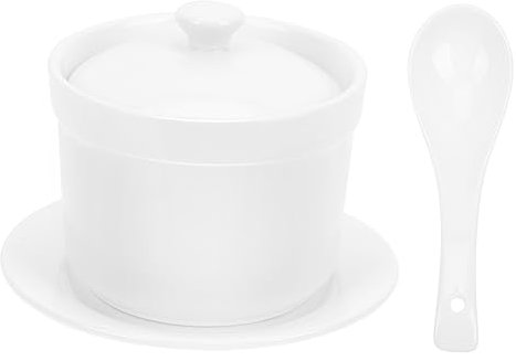 MAGICLULU 1 Satz Eintopf Ton Saucentopf mit Deckel heißer Topf Chaffing Dishes Suppenschüssel aus Keramik Kochtopf aus Keramik gedünstetes Ei Keramikschale China Pudding