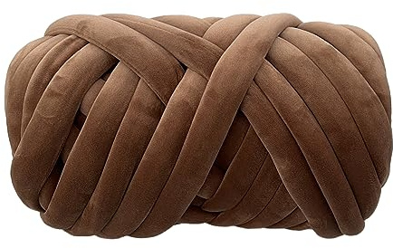 1kg Filato Super Velluto Chunky Spesso Voluminoso Filo Gigante Sacchetto per Lavoro a Maglia a Mano, DIY Coperta Grande Morbida, Tappeto, Lavoro a Maglia con le Braccia (14 Caramello)