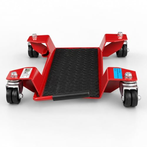 Rangierhilfe für Motorrad mit Ständer rot 54x19 cm Last bis 250kg Rollwagen Rangierplatte (rot)