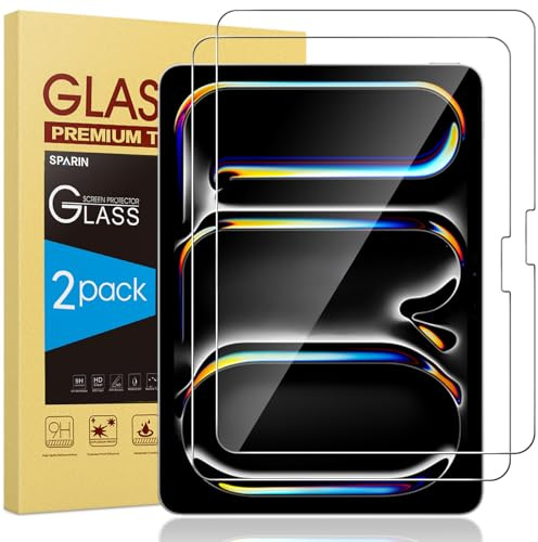 SPARIN Panzer Schutz Glas für iPad Pro 13 Zoll M5/M4 (2025/2024), 2 Stück | HD-Klarheit folie, 9H Härte Schutzfolie, Kratzfest