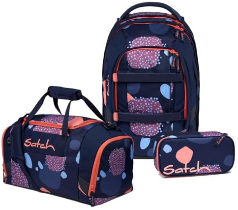 Satch Pack Schulrucksack Set 3tlg. inkl. Schlamperbox und Sporttasche (Coral Reef)