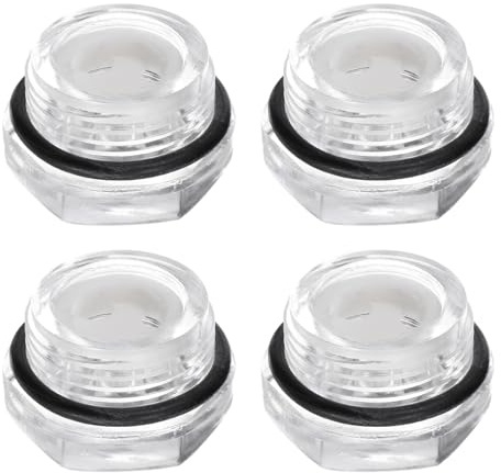 QUARKZMAN 4Pz Vetro Spia Olio Compressore Aria M22 x 1.5mm Maschio Indicatore Livello Liquido Testa Esagonale Plastica Olio Vista O-Ring per Aria Compressore Raccordi, Trasparente