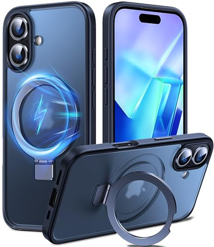 Chicfun 3-in-1 [Magnetic+KickStand+Ring Holder] Compatible with MagSafe, for iPhone 16 Case with Stand Military Shockproof Protective Magnetic.for iPhone 16 Case,Black