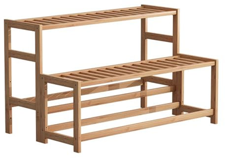 Blumenständer, Pflanzenständer für draußen | Gartenleiter aus Holz | Regal für Sukkulentenpflanzen | Klappbarer Blumenständer aus Holz | Blumentopfhalter | Regal für den Balkon, 2-stufiger B