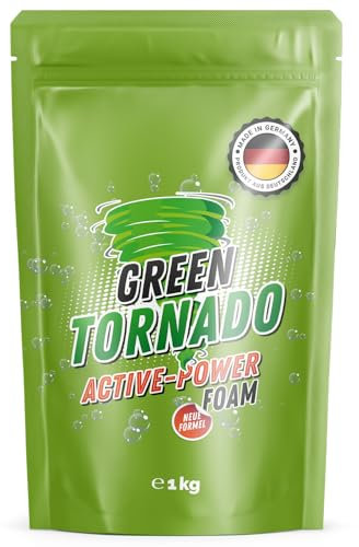 Green Tornado - Active-Power Foam | WC Reiniger mit Aktivsauerstoff - Schaumreiniger, Abflussreiniger und Rohrreiniger - Rohrfrei - Ideal für Badewanne, Waschbecken, Dusche, Küche, Bad, Toilette (1kg)
