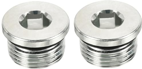 YOKIVE 2 Piezas Tapón de Tubería 7/8-14UNF, Rosca Macho Cabeza Hexagonal Interna Enchufe de Tubería | Accesorios de Tubería, Ideal para Terminar Extremos de Tubería (Plata)