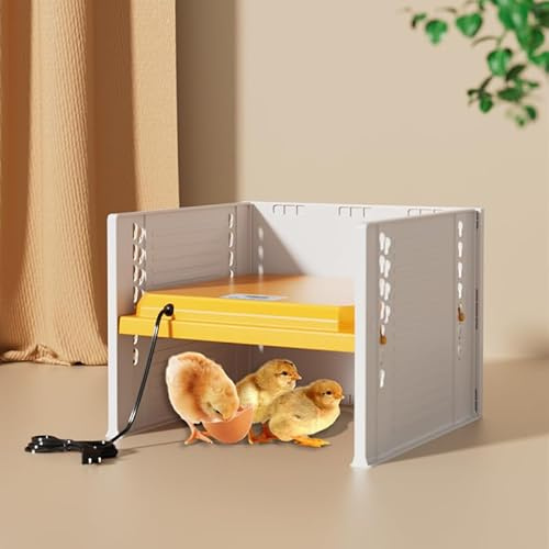 Wärmeplatte Küken, Kükenwärmer Wärmelampe, Hühnerstall Heizung 10-65℃, Heizplatte für Kükenaufzucht Kunstglucke, Höhe und Neigung Einstellbar für Küken Enten Aufzucht, 27.5 x 26.5 cm (Gelb)
