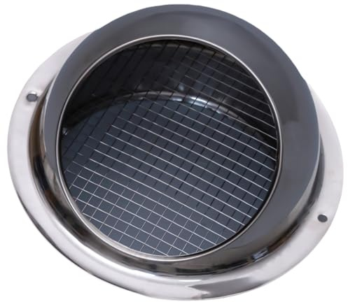 12 Round Wall Vent Cap with Fly Screen Stainless steel wind caps Air Extractor Wall Cover Rainproof Outlet range hood covers for Flats Apartment Kitchen Office Warehouse Ventilation Dryer Vent Covers