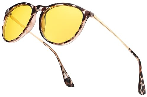 D Lolylad Nachtsichtbrille für Damen - Nachtfahrbrille für Autofahrer Autofahren Nacht gelbe Brille
