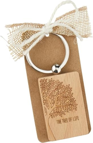 Mopec MWA10 Portachiavi in Legno Decorato The Tree of Life 9 x 4.5 cm, Multicolore (Confezione da 6)
