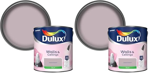 Dulux Silk Emulsion Paint For Walls And Ceilings - Dusted Fondant 2.5 Litres (Pack of 2)