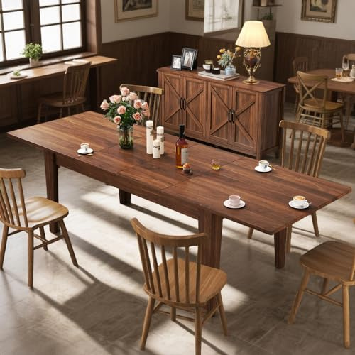 VICBARLEY Extendable Dining Table for 6-10 People,70.87''-106.4''Modern Space-Saving Wood Kitchen Table,Rectangle Folding Conference Meeting Table for Living Meeting Room Kitchen,Walnut