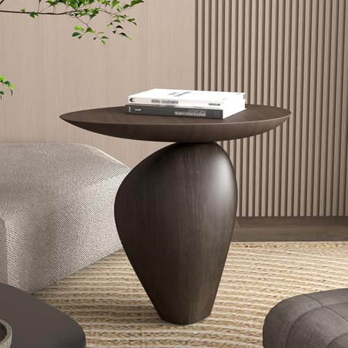 ZJHAHJY Table d'appoint de canapé, Petite Table Basse rétro Noire en Forme de Galet pour Petits espaces, Table d'appoint pour Salon